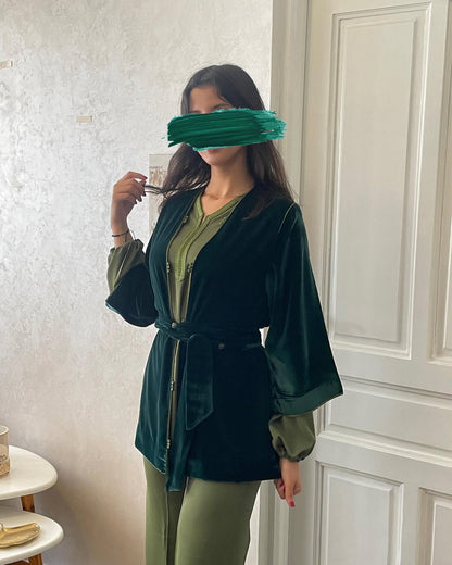 Ensemble vert 3 pièces avec ceinture