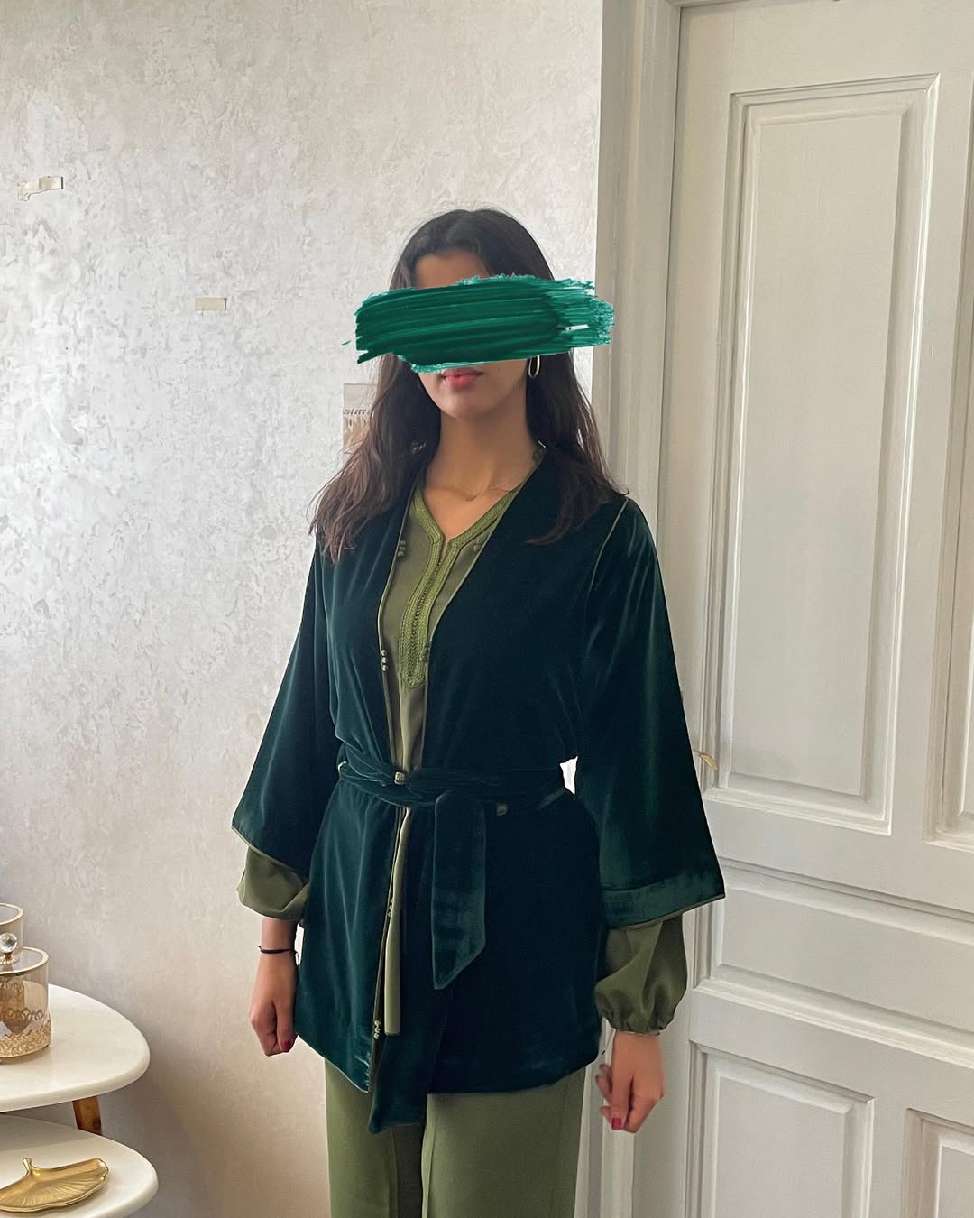 Ensemble vert 3 pièces avec ceinture