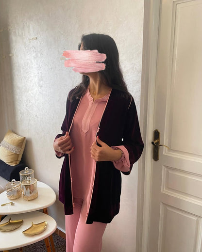 Ensemble rose 3 pièces avec ceinture